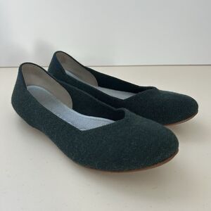 Rothys Merino Wool Flats Womens Size US 5.5 Ivy Green Round Toe Slip On Shoes